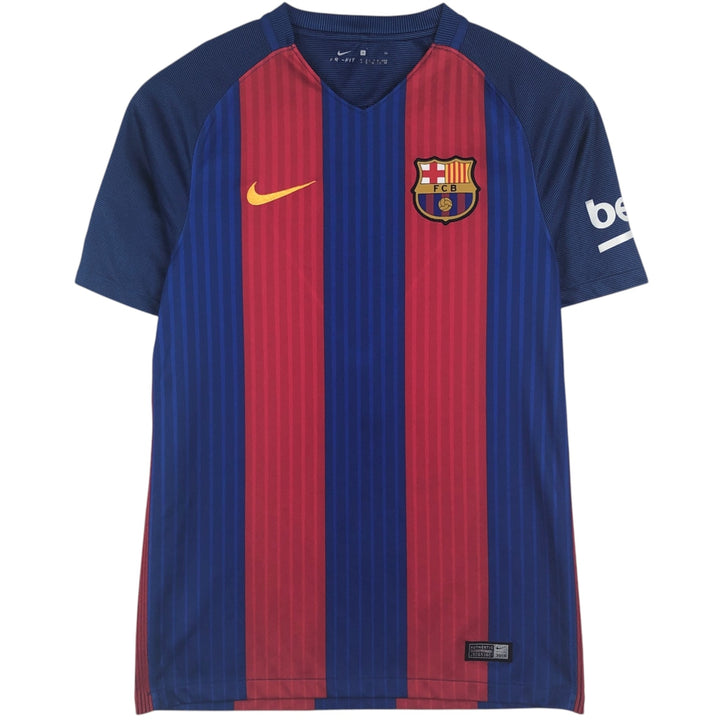 Nike DRI-FIT La Liga FC Barcelona Stripe Pattern V-Neck Soccer Jersey Game Shirt, Men's Size S (approx.) polyester red type Vintage Second Hand
