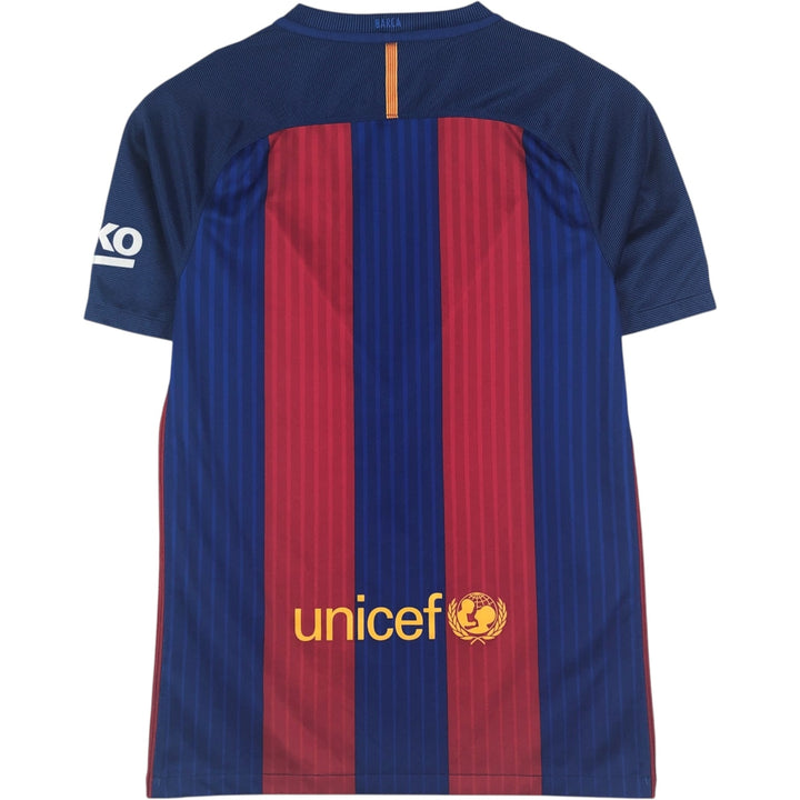 Nike DRI-FIT La Liga FC Barcelona Stripe Pattern V-Neck Soccer Jersey Game Shirt, Men's Size S (approx.) polyester red type Vintage Second Hand