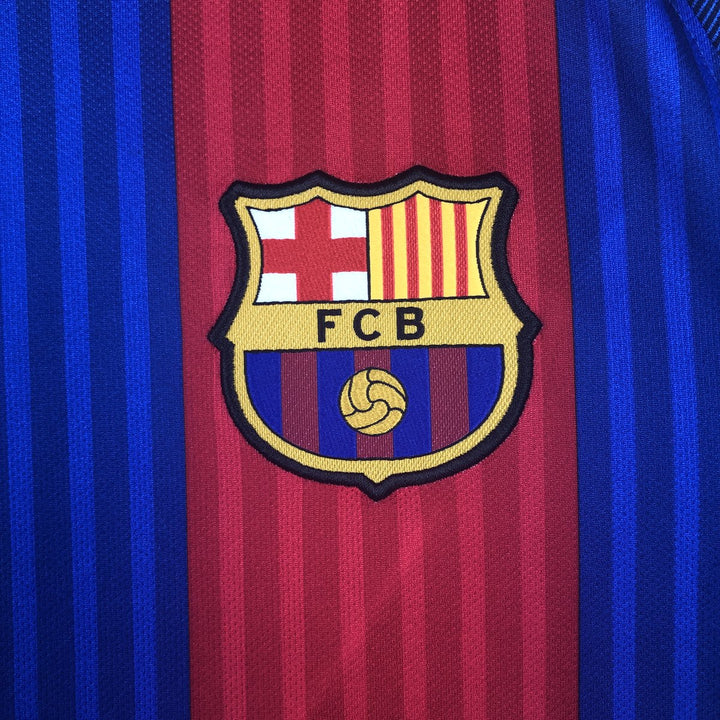 Nike DRI-FIT La Liga FC Barcelona Stripe Pattern V-Neck Soccer Jersey Game Shirt, Men's Size S (approx.) polyester red type Vintage Second Hand