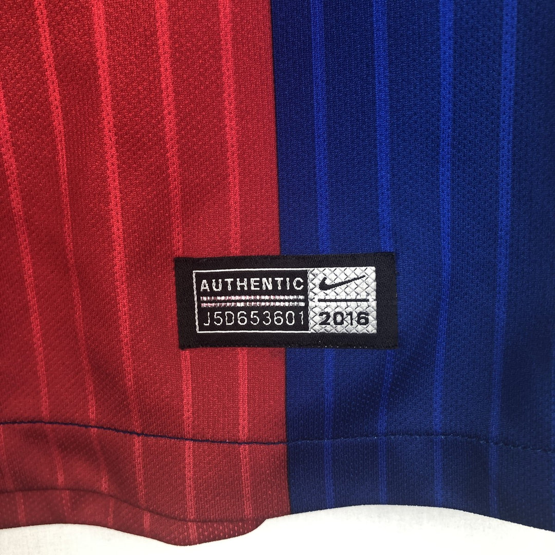 Nike DRI-FIT La Liga FC Barcelona Stripe Pattern V-Neck Soccer Jersey Game Shirt, Men's Size S (approx.) polyester red type Vintage Second Hand