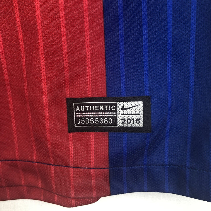Nike DRI-FIT La Liga FC Barcelona Stripe Pattern V-Neck Soccer Jersey Game Shirt, Men's Size S (approx.) polyester red type Vintage Second Hand