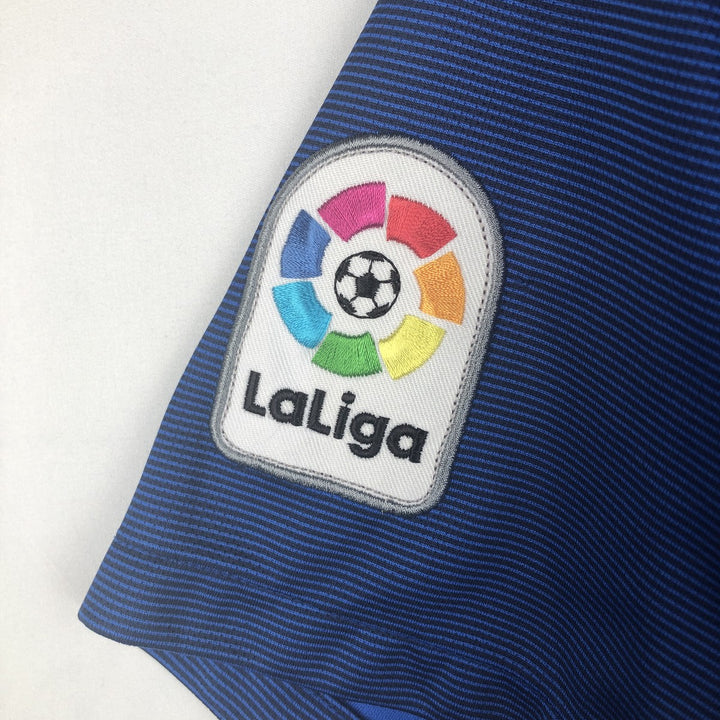Nike DRI-FIT La Liga FC Barcelona Stripe Pattern V-Neck Soccer Jersey Game Shirt, Men's Size S (approx.) polyester red type Vintage Second Hand