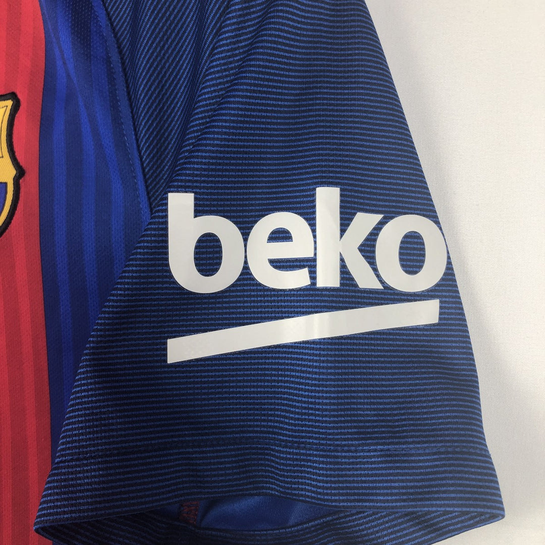 Nike DRI-FIT La Liga FC Barcelona Stripe Pattern V-Neck Soccer Jersey Game Shirt, Men's Size S (approx.) polyester red type Vintage Second Hand