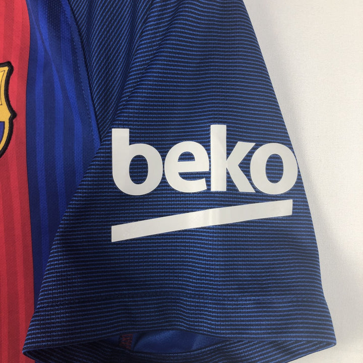 Nike DRI-FIT La Liga FC Barcelona Stripe Pattern V-Neck Soccer Jersey Game Shirt, Men's Size S (approx.) polyester red type Vintage Second Hand
