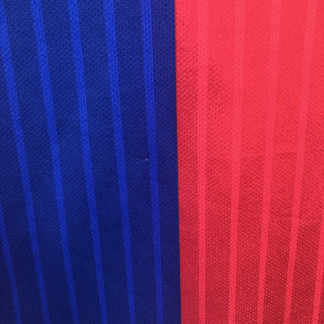 Nike DRI-FIT La Liga FC Barcelona Stripe Pattern V-Neck Soccer Jersey Game Shirt, Men's Size S (approx.) polyester red type Vintage Second Hand