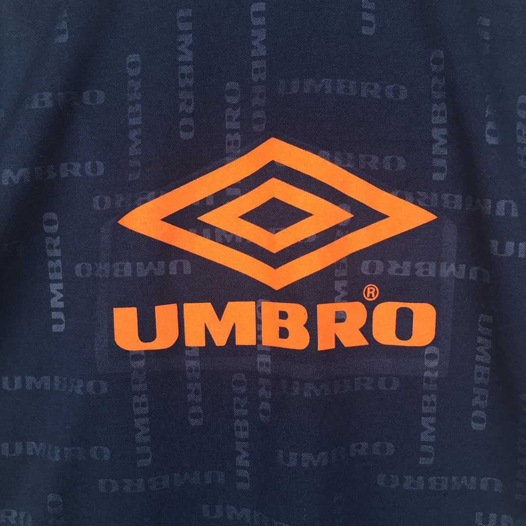 90'S Umbro Mock Neck Soccer Jersey Game Shirt (Men's Size L) Vintage polyester navy blue type Vintage Second Hand