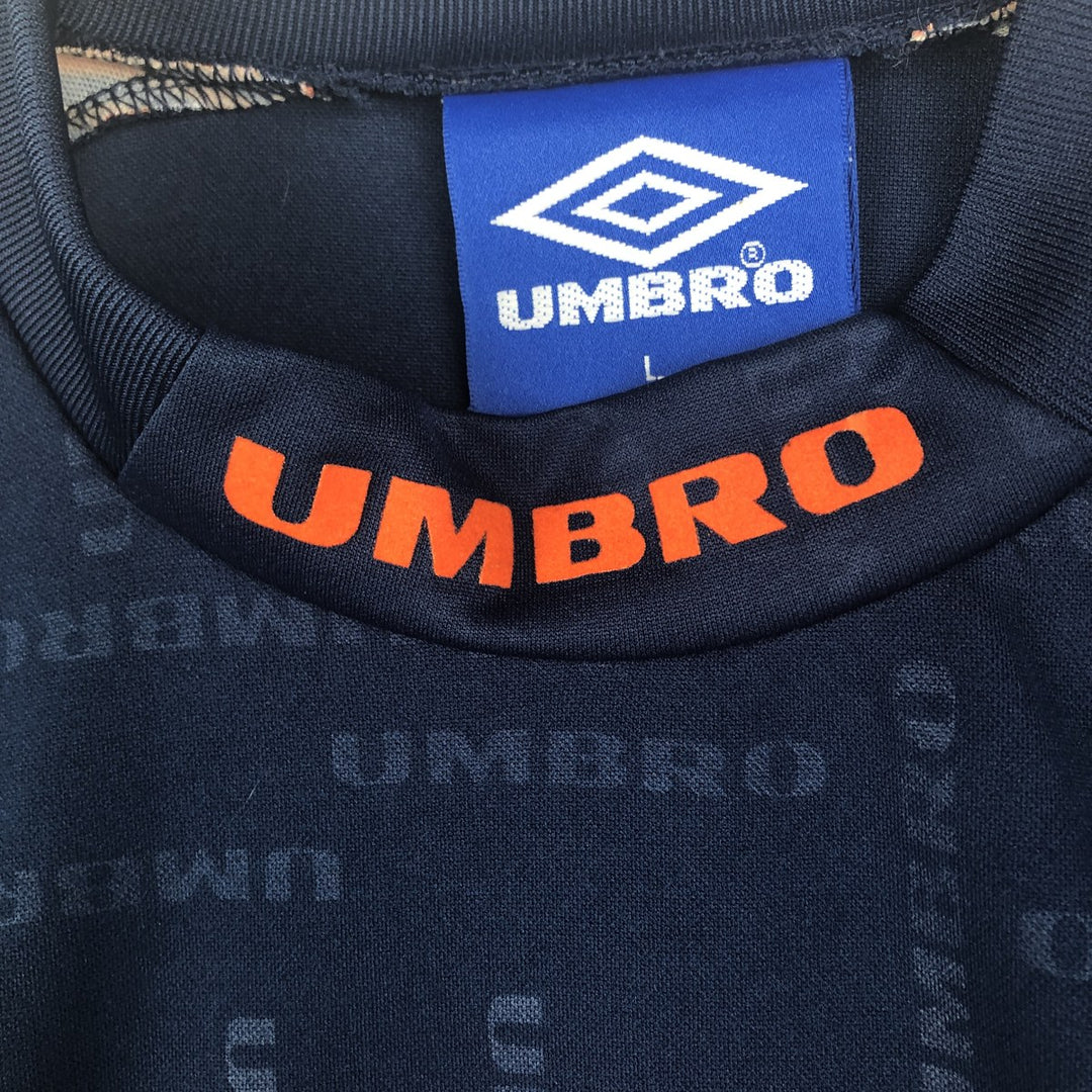 90'S Umbro Mock Neck Soccer Jersey Game Shirt (Men's Size L) Vintage polyester navy blue type Vintage Second Hand