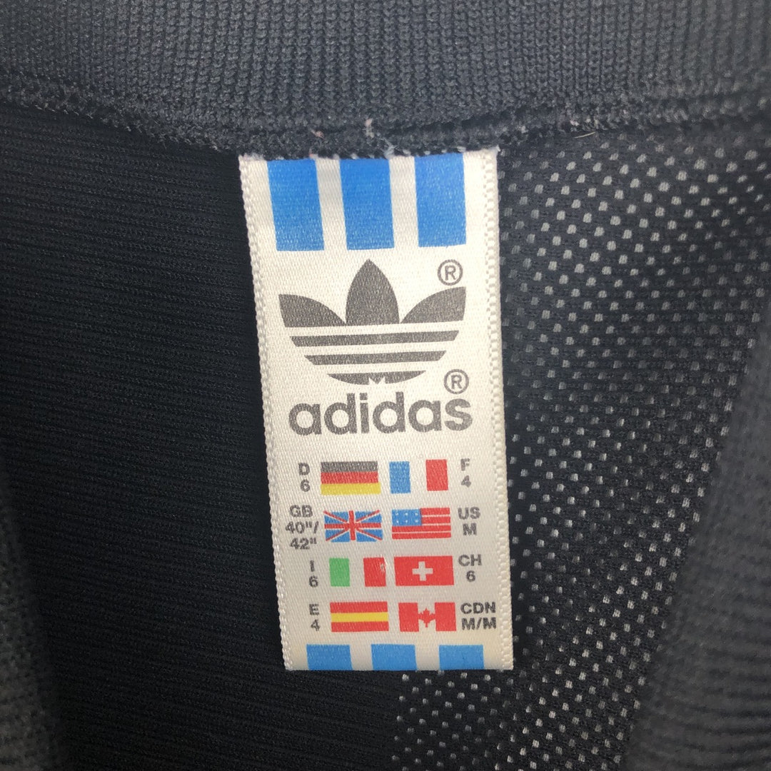 80s-90'S Adidas Trefoil Logo Stripe Pattern Mesh Mock Neck Soccer Jersey Game Shirt, Made in the UK polyester black type Vintage Second Hand