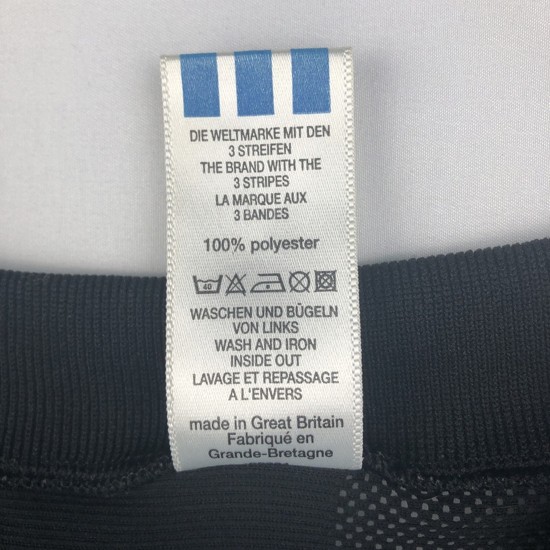 80s-90'S Adidas Trefoil Logo Stripe Pattern Mesh Mock Neck Soccer Jersey Game Shirt, Made in the UK polyester black type Vintage Second Hand