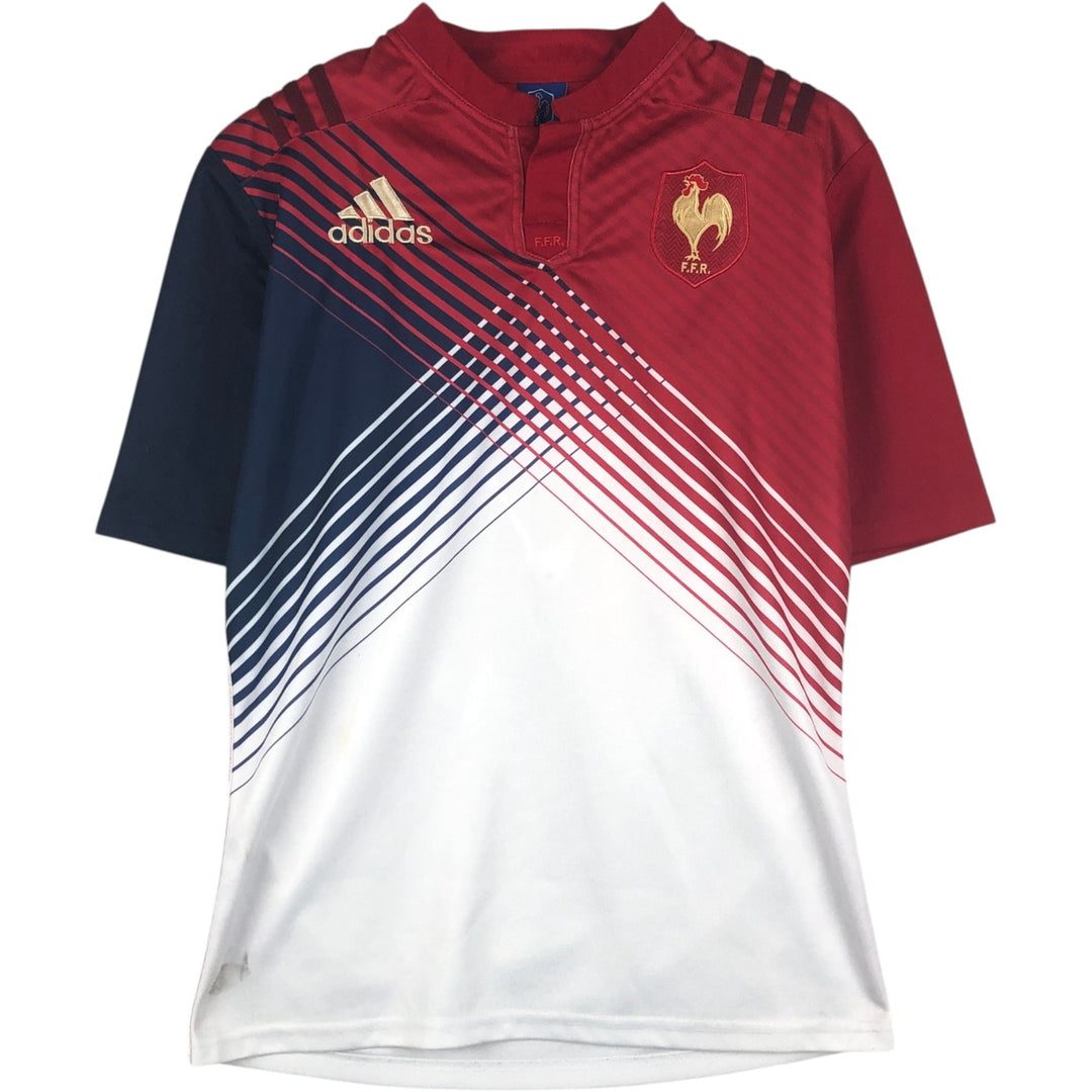 Adidas Henley neck rugby France national team game shirt, men's size L (approx.) unclear red type Vintage Second Hand