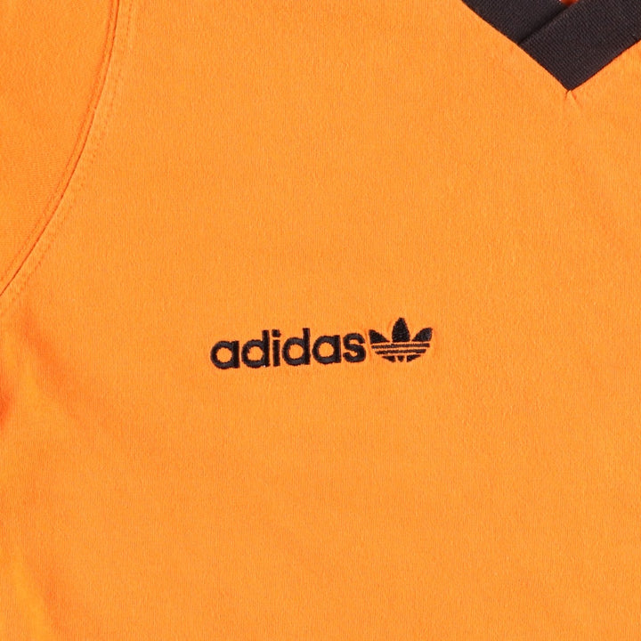 1990'S Adidas Netherlands National Team FIFA World Cup V-neck Soccer Jersey Game Shirt (Men's Size S) cotton orange type Vintage Second Hand