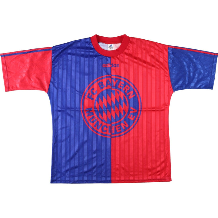 90s-00'S Adidas Bundesliga Bayern Munich Stripe Pattern Two-Tone Soccer Uniform Game Shirt polyester red type Vintage Second Hand