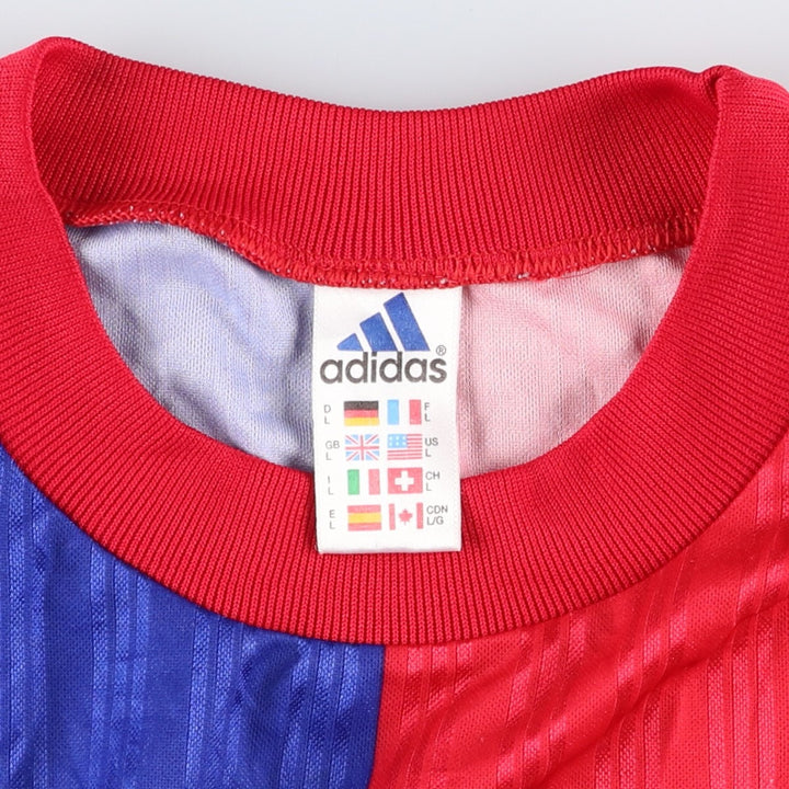 90s-00'S Adidas Bundesliga Bayern Munich Stripe Pattern Two-Tone Soccer Uniform Game Shirt polyester red type Vintage Second Hand