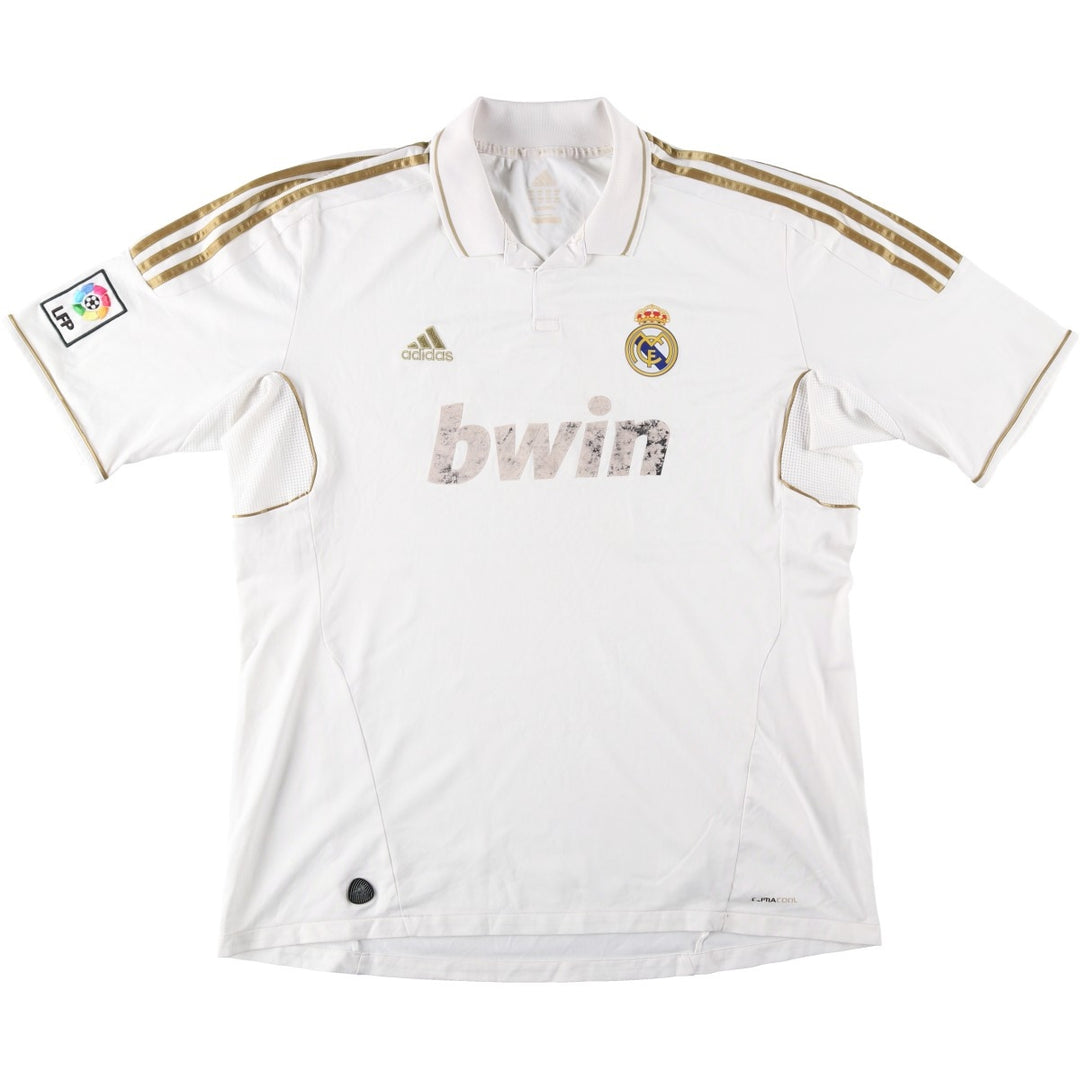 Adidas CLIMA COOL La Liga Real Madrid Open Collar Soccer Jersey Game Shirt Men's XL (approx.) polyester white type Vintage Second Hand