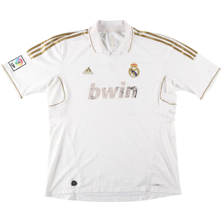 Adidas CLIMA COOL La Liga Real Madrid Open Collar Soccer Jersey Game Shirt Men's XL (approx.) polyester white type Vintage Second Hand