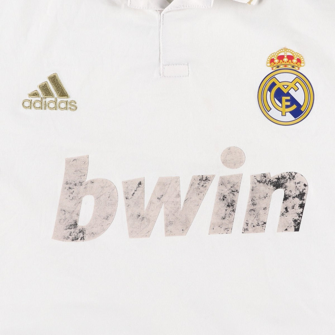 Adidas CLIMA COOL La Liga Real Madrid Open Collar Soccer Jersey Game Shirt Men's XL (approx.) polyester white type Vintage Second Hand