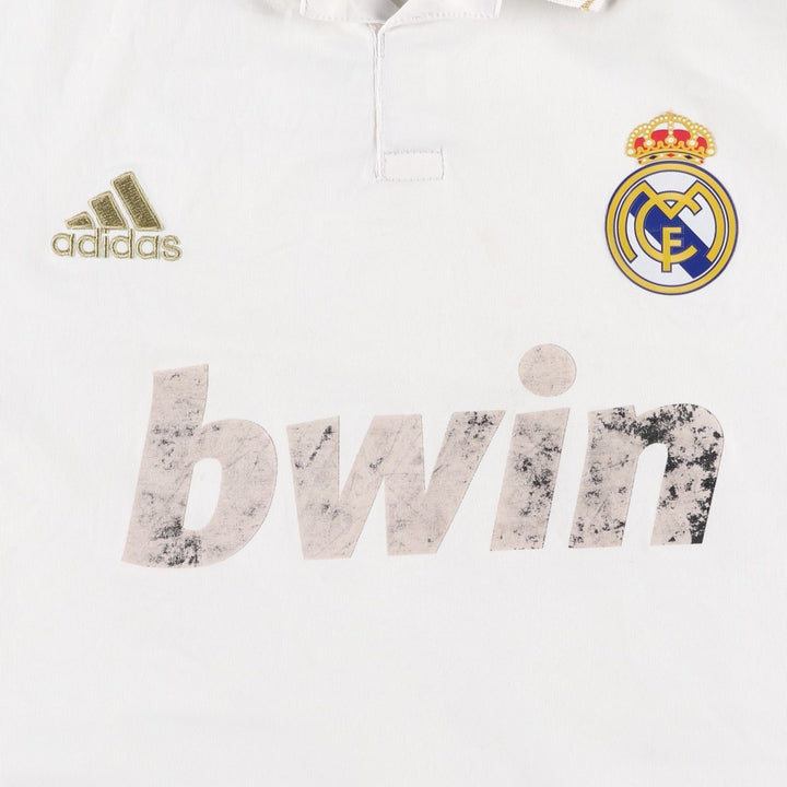 Adidas CLIMA COOL La Liga Real Madrid Open Collar Soccer Jersey Game Shirt Men's XL (approx.) polyester white type Vintage Second Hand