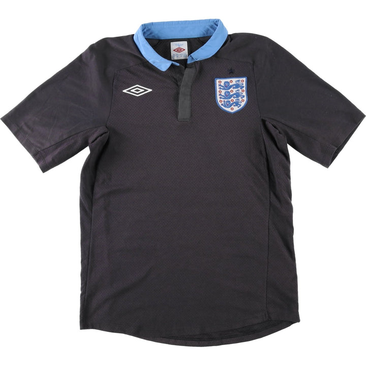 Umbro England National Team Open Collar Soccer Jersey Game Shirt (Men's Size S) polyester black type Vintage Second Hand