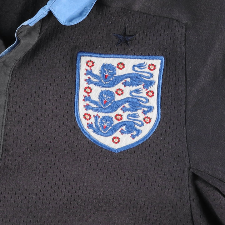 Umbro England National Team Open Collar Soccer Jersey Game Shirt (Men's Size S) polyester black type Vintage Second Hand