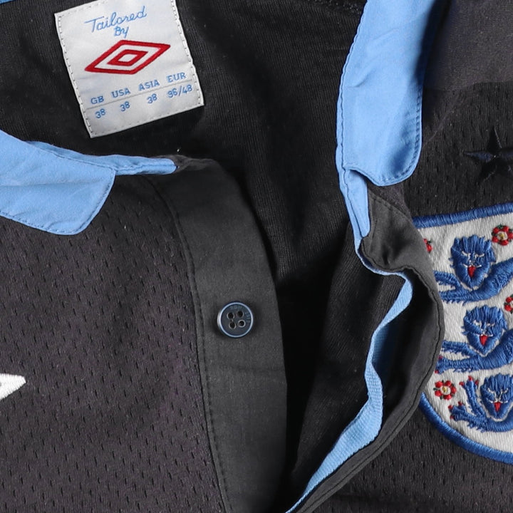 Umbro England National Team Open Collar Soccer Jersey Game Shirt (Men's Size S) polyester black type Vintage Second Hand