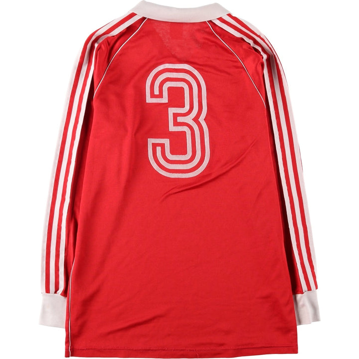 80s-90'S Adidas V-neck collared long-sleeved soccer jersey game shirt, men's size L equivalent, vintage. polyester red type Vintage Second Hand