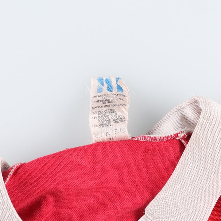 80s-90'S Adidas V-neck collared long-sleeved soccer jersey game shirt, men's size L equivalent, vintage. polyester red type Vintage Second Hand