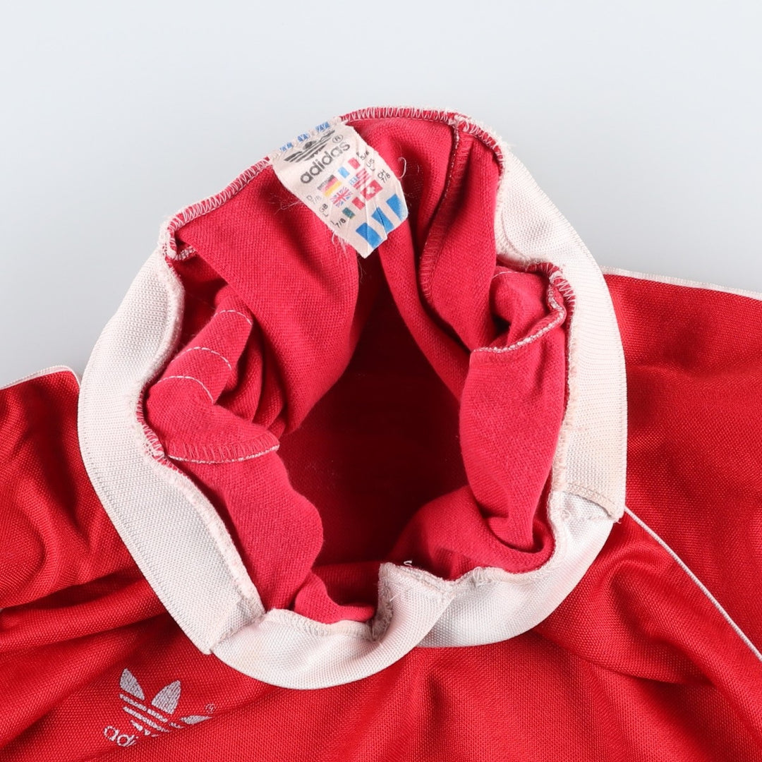 80s-90'S Adidas V-neck collared long-sleeved soccer jersey game shirt, men's size L equivalent, vintage. polyester red type Vintage Second Hand