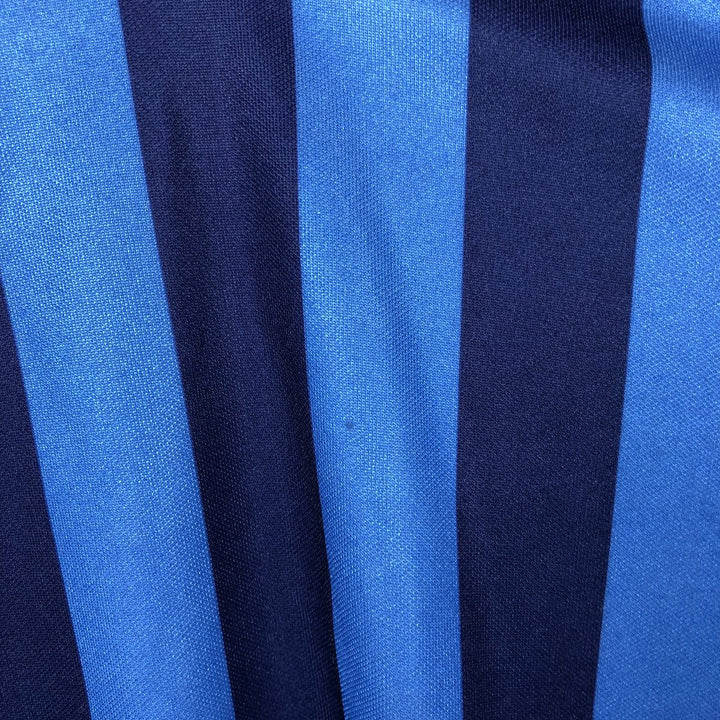 80s-90'S Umbro Stripe Pattern V-Neck Collared Soccer Jersey Game Shirt, Made in England, Men's Size S (Equivalent), Vintage polyester blue type Vintage Second Hand