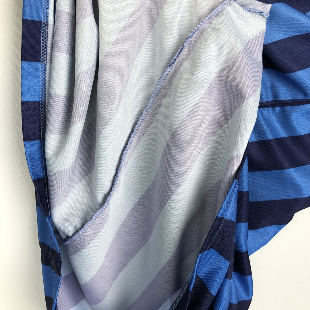 80s-90'S Umbro Stripe Pattern V-Neck Collared Soccer Jersey Game Shirt, Made in England, Men's Size S (Equivalent), Vintage polyester blue type Vintage Second Hand
