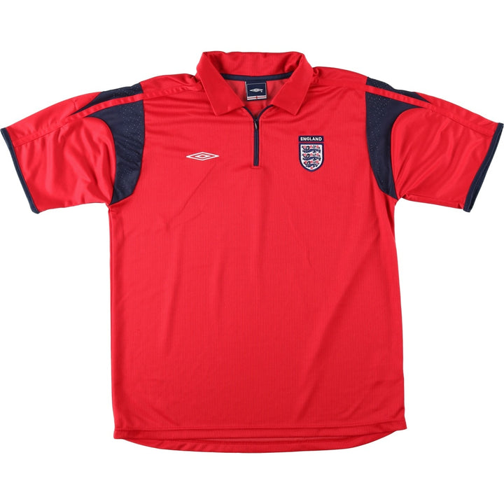Umbro England National Team Collared Half-Zip Soccer Jersey Game Shirt Men's Size L polyester red type Vintage Second Hand
