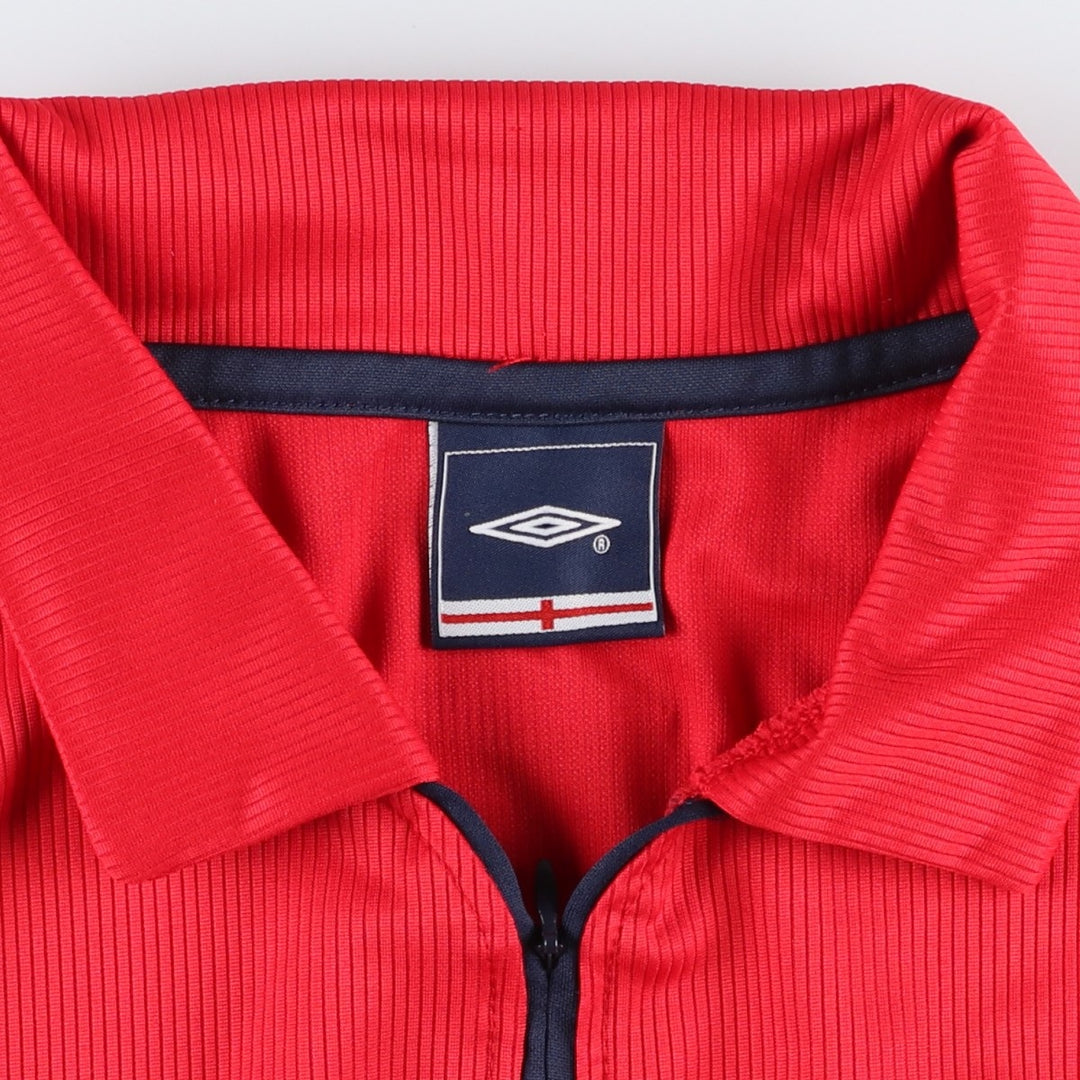 Umbro England National Team Collared Half-Zip Soccer Jersey Game Shirt Men's Size L polyester red type Vintage Second Hand