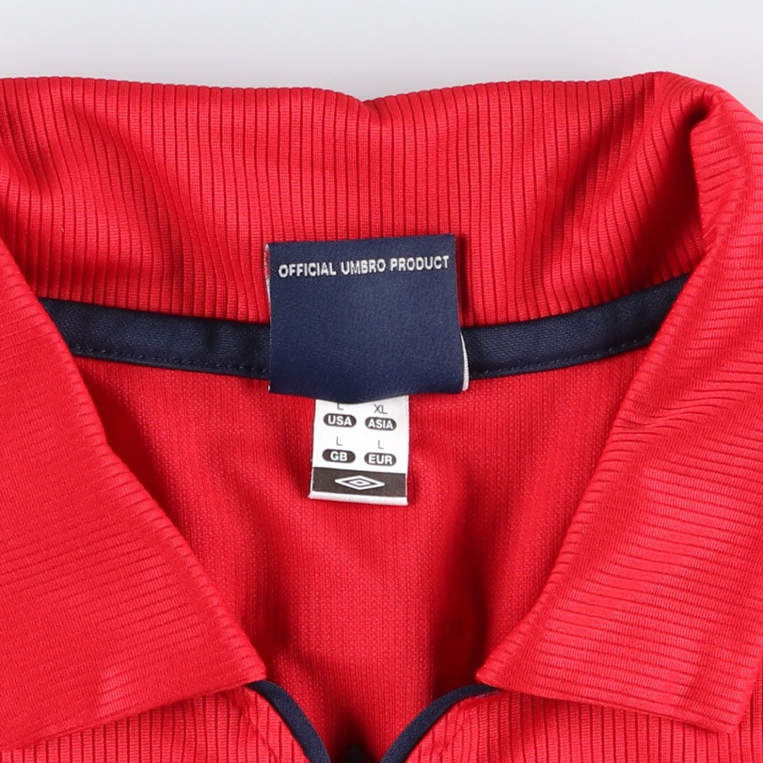 Umbro England National Team Collared Half-Zip Soccer Jersey Game Shirt Men's Size L polyester red type Vintage Second Hand