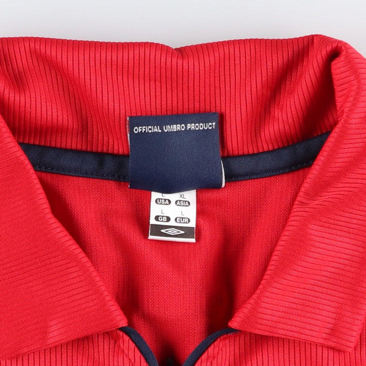 Umbro England National Team Collared Half-Zip Soccer Jersey Game Shirt Men's Size L polyester red type Vintage Second Hand