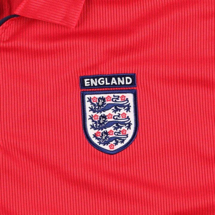 Umbro England National Team Collared Half-Zip Soccer Jersey Game Shirt Men's Size L polyester red type Vintage Second Hand