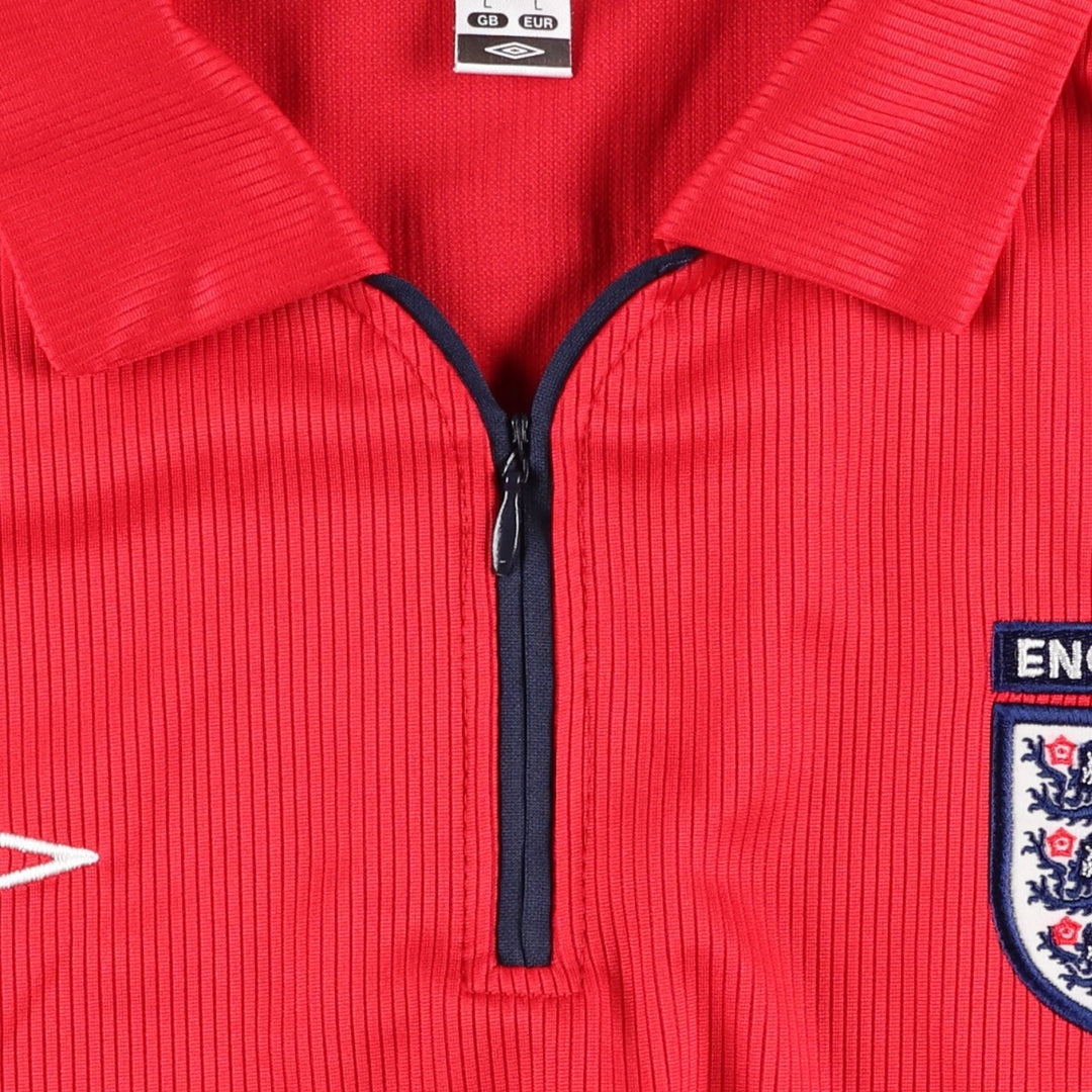 Umbro England National Team Collared Half-Zip Soccer Jersey Game Shirt Men's Size L polyester red type Vintage Second Hand