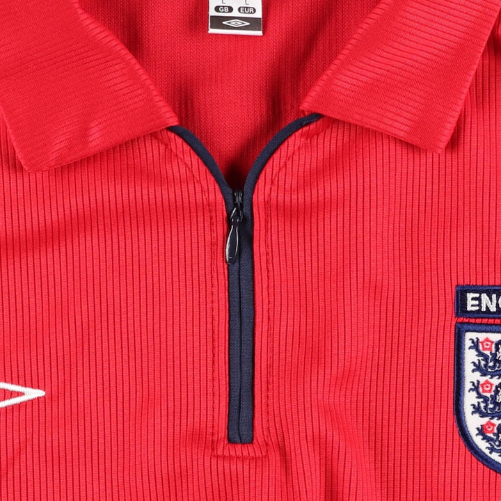 Umbro England National Team Collared Half-Zip Soccer Jersey Game Shirt Men's Size L polyester red type Vintage Second Hand