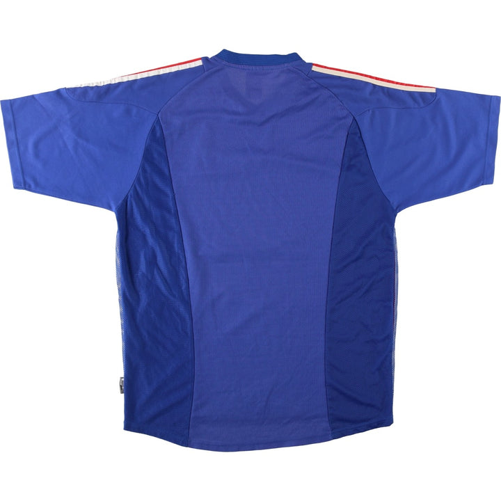 90s-00'S Adidas France National Team Tricolor Mesh V-Neck Soccer Jersey Game Shirt unclear Navy blue Vintage Second Hand