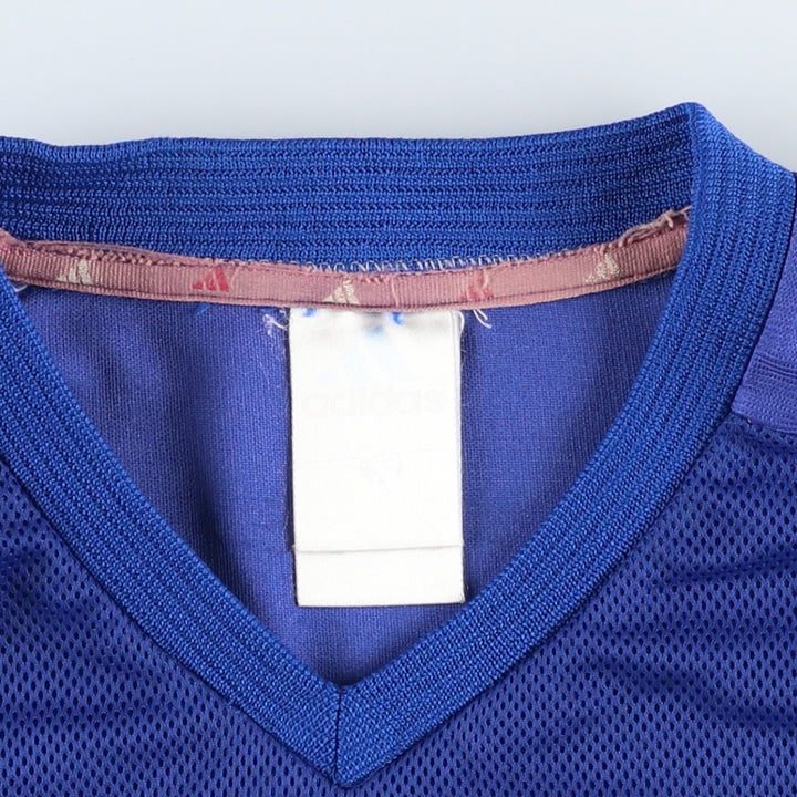 90s-00'S Adidas France National Team Tricolor Mesh V-Neck Soccer Jersey Game Shirt unclear Navy blue Vintage Second Hand