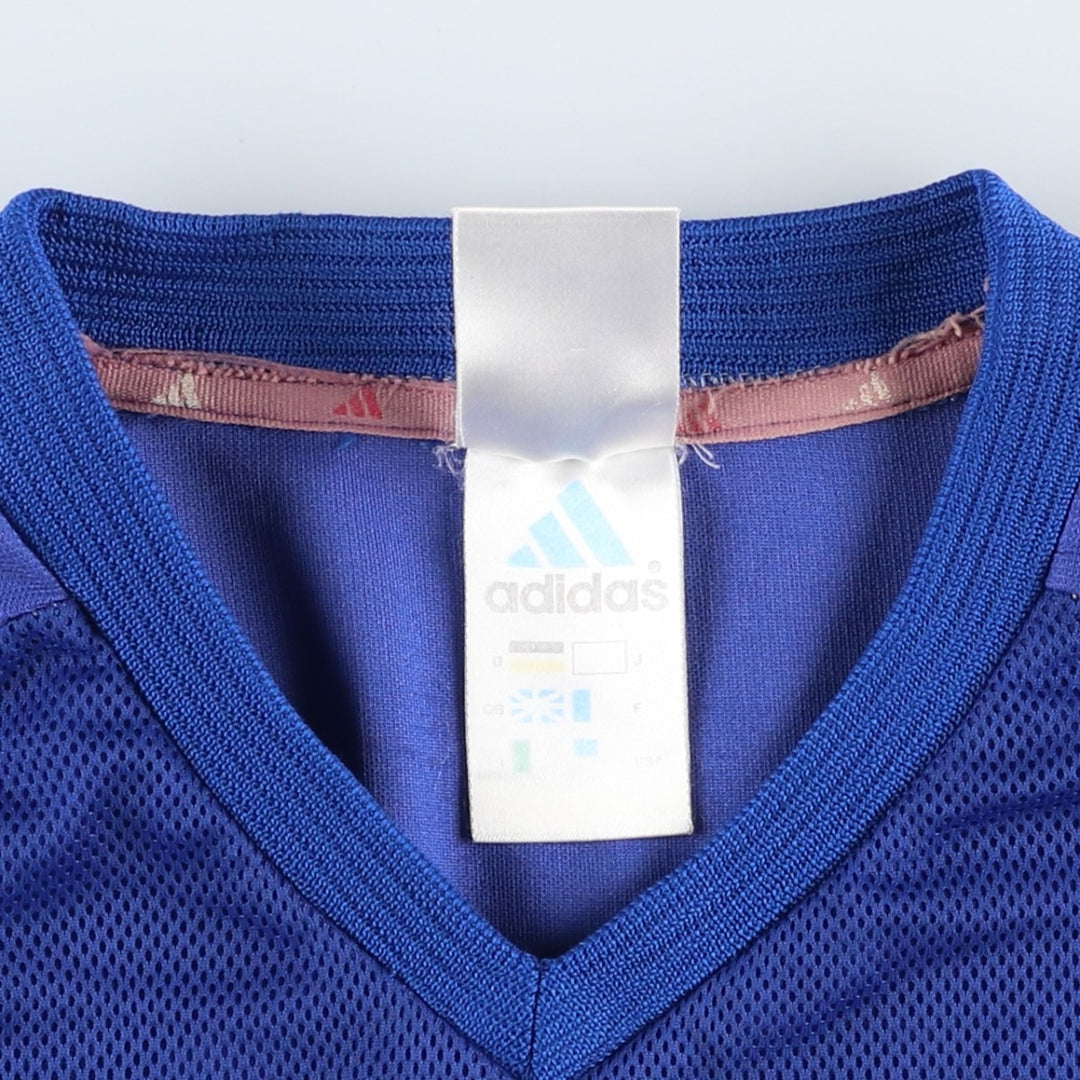 90s-00'S Adidas France National Team Tricolor Mesh V-Neck Soccer Jersey Game Shirt unclear Navy blue Vintage Second Hand