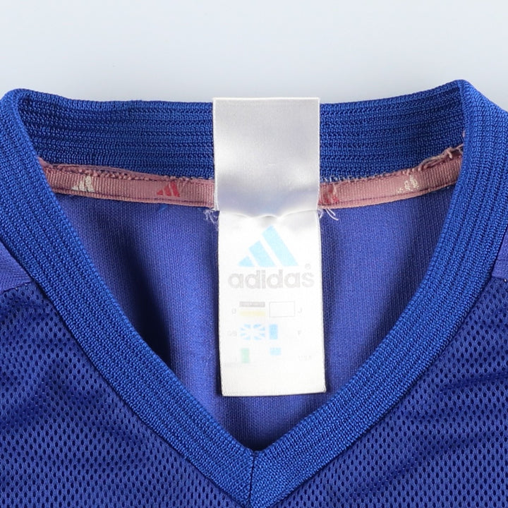 90s-00'S Adidas France National Team Tricolor Mesh V-Neck Soccer Jersey Game Shirt unclear Navy blue Vintage Second Hand