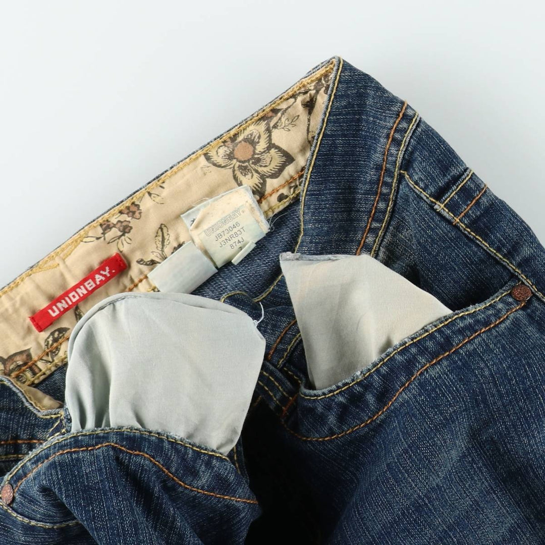UNIONBAY Flare Cut Denim Pants, Women's Size L (equivalent to W29) cotton blue type Vintage Second Hand
