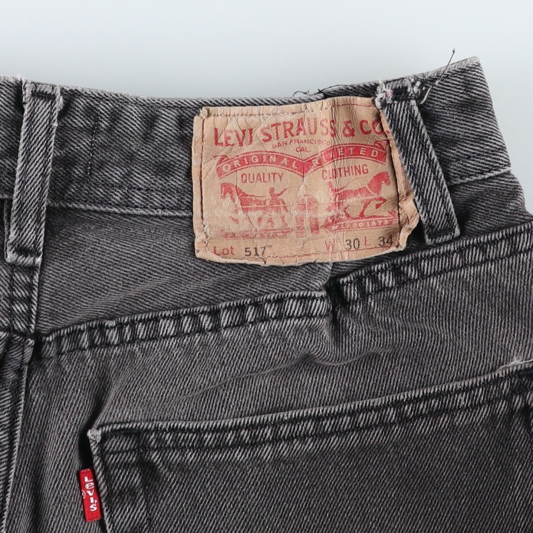 Levi's 517 Black Denim Bootcut Jeans, Women's Size M (W26 equivalent) cotton black type Vintage Second Hand