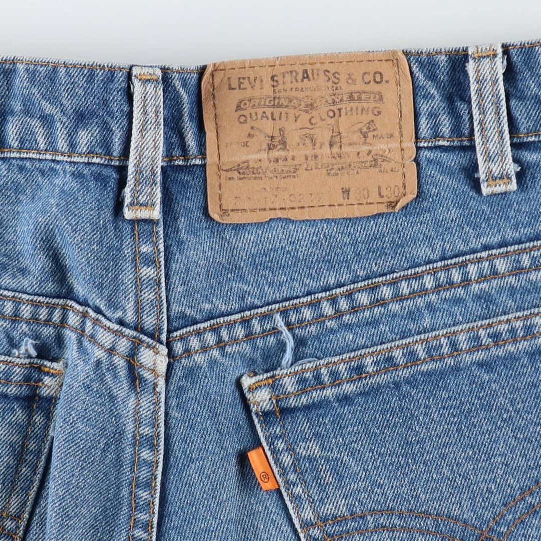 ~90'S Levi's 20517-0217 Orange Tab Bootcut Denim Pants, Made in USA, Women's Size L (equivalent to W30), Vintage unclear blue type Vintage Second Hand