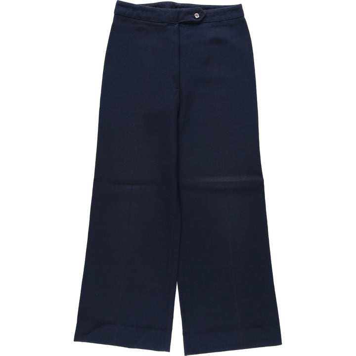 ~1990'S Wool Slacks Pants, Flared Pants, Women's Size L (W28 equivalent), Vintage wool navy blue type Vintage Second Hand