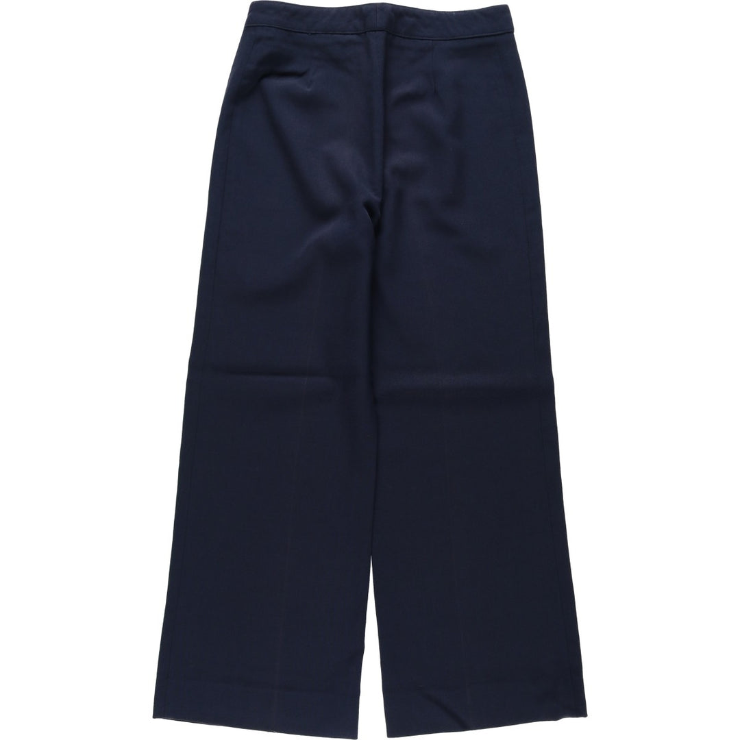 ~1990'S Wool Slacks Pants, Flared Pants, Women's Size L (W28 equivalent), Vintage wool navy blue type Vintage Second Hand