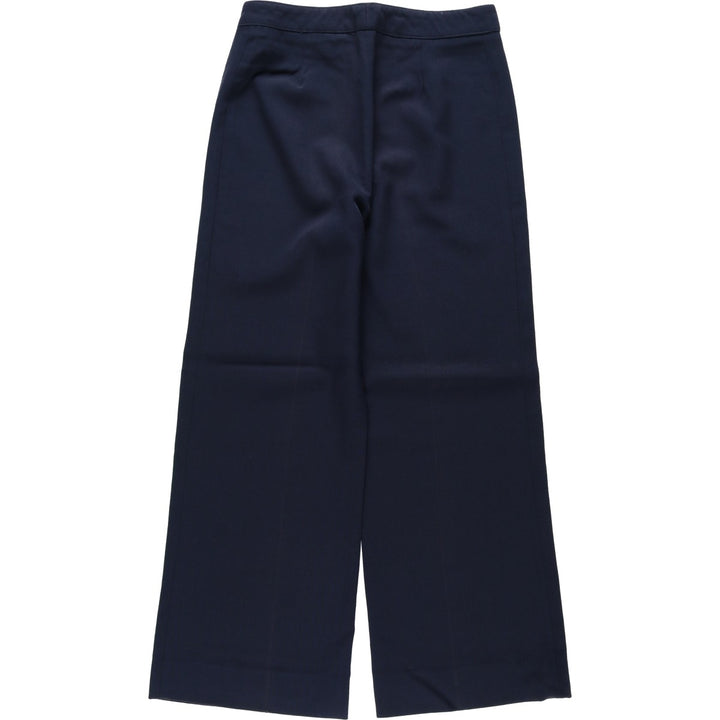 ~1990'S Wool Slacks Pants, Flared Pants, Women's Size L (W28 equivalent), Vintage wool navy blue type Vintage Second Hand