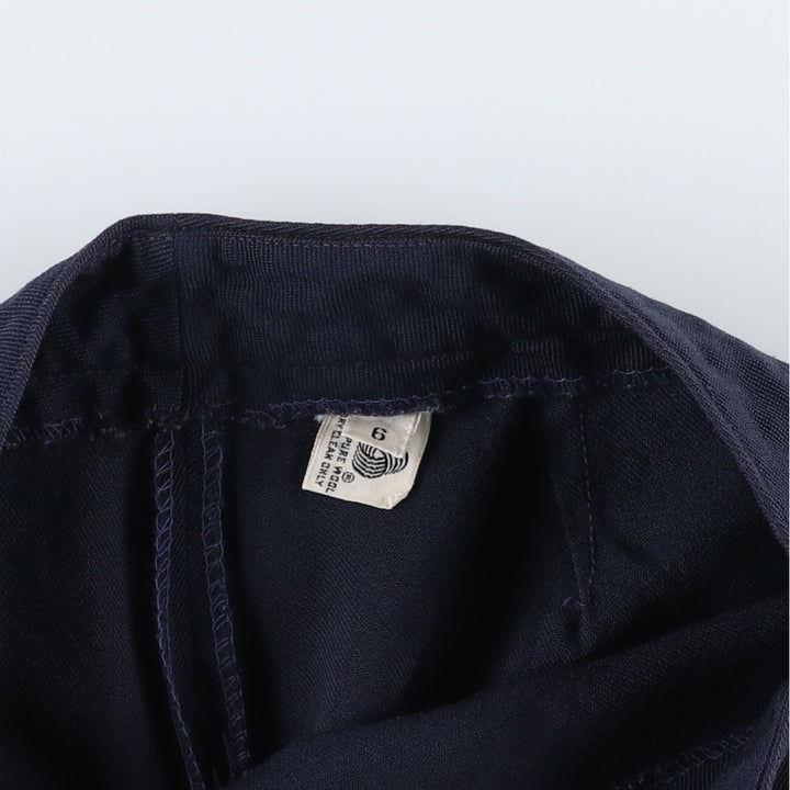 ~1990'S Wool Slacks Pants, Flared Pants, Women's Size L (W28 equivalent), Vintage wool navy blue type Vintage Second Hand