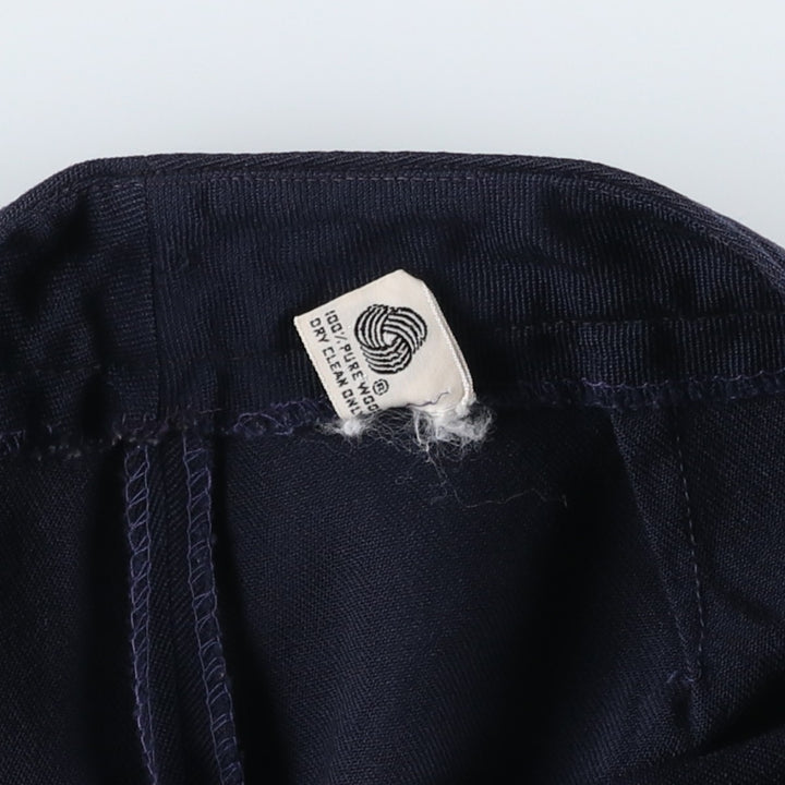 ~1990'S Wool Slacks Pants, Flared Pants, Women's Size L (W28 equivalent), Vintage wool navy blue type Vintage Second Hand