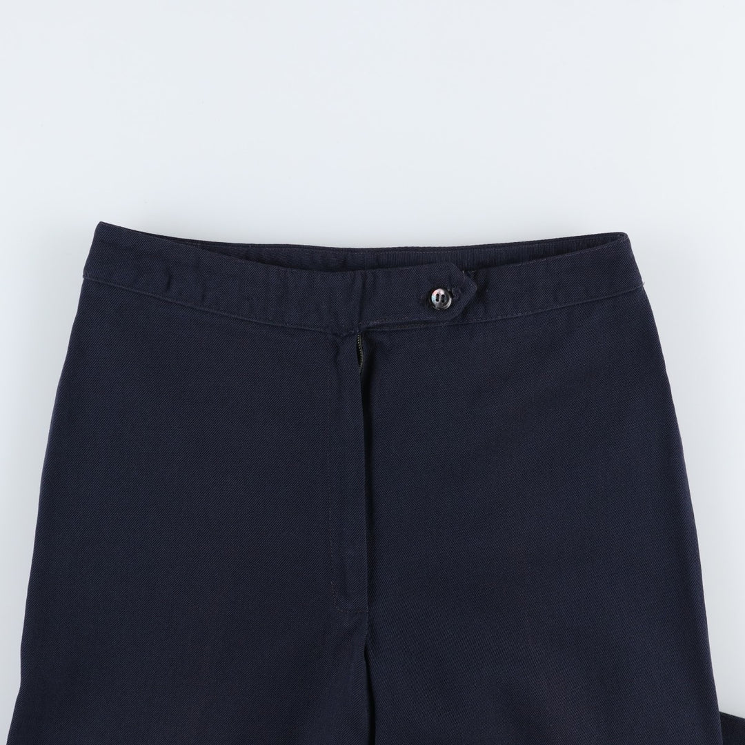 ~1990'S Wool Slacks Pants, Flared Pants, Women's Size L (W28 equivalent), Vintage wool navy blue type Vintage Second Hand