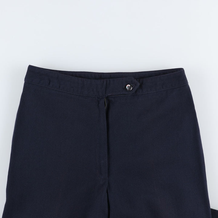 ~1990'S Wool Slacks Pants, Flared Pants, Women's Size L (W28 equivalent), Vintage wool navy blue type Vintage Second Hand
